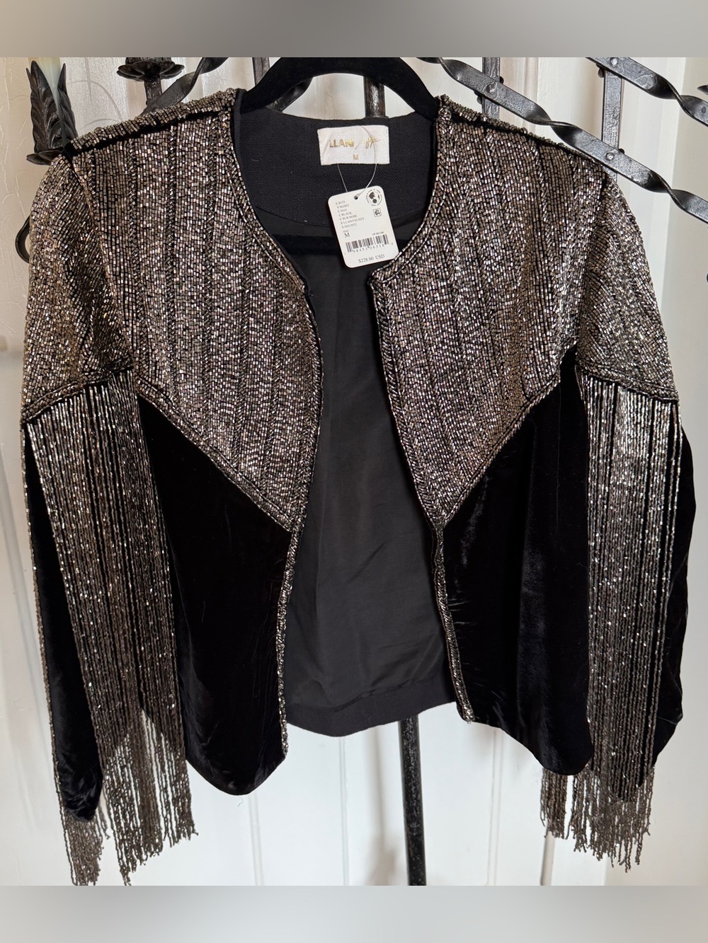 Free People Llani velvet beaded jacket